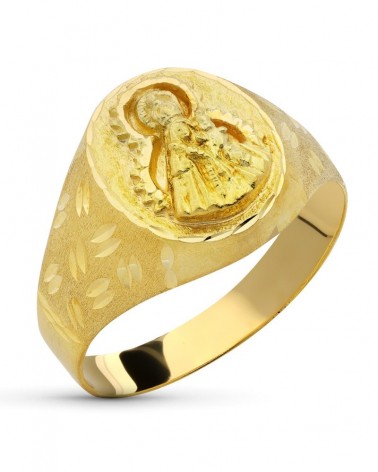 Sello oro 18k Virgen de la Estrella oval 13mm