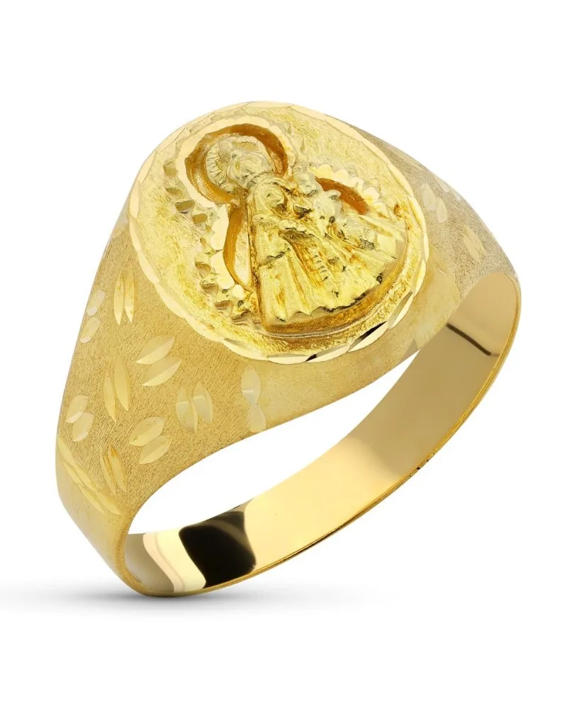 Sello oro 18k Virgen de la Estrella oval 13mm