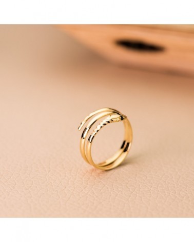 Anillo oro 18k serpiente dos vueltas ojos azules