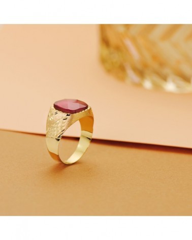 Sello oro 18k caballero rubí 11x11mm