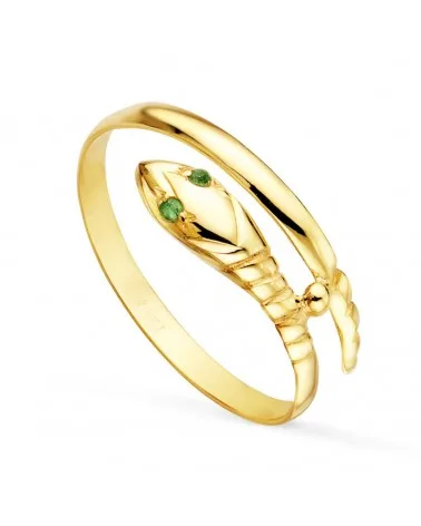 Sortija oro 18k serpiente circonita verde
