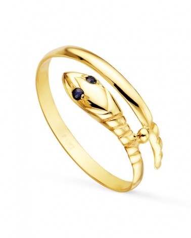 Sortija oro 18k serpiente circonitas azules