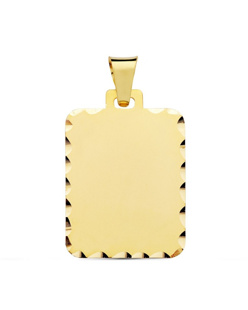 Placa pergamino oro 9k rectangular tallada 28x20mm
