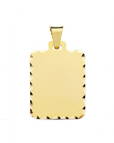 Placa pergamino oro 9k rectangular tallada 28x20mm
