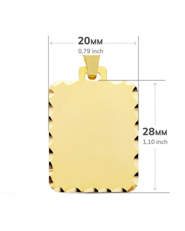 Placa pergamino oro 9k rectangular tallada 28x20mm