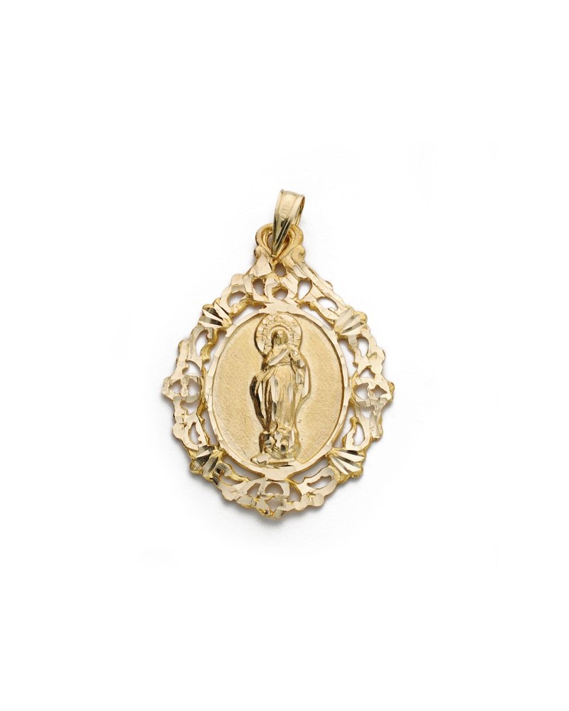 Medalla oro 9k Inmaculada diseño calado 31x23mm