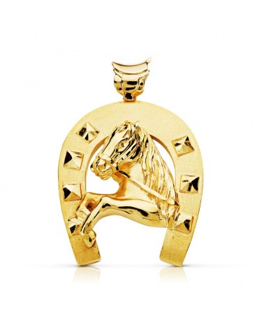 Colgante oro 9k herradura caballo 40x35mm