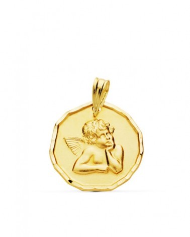Medalla oro 9k angelito burlón 18mm