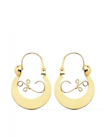 Pendientes aros oro 9k estilo criollo canario 24x17mm