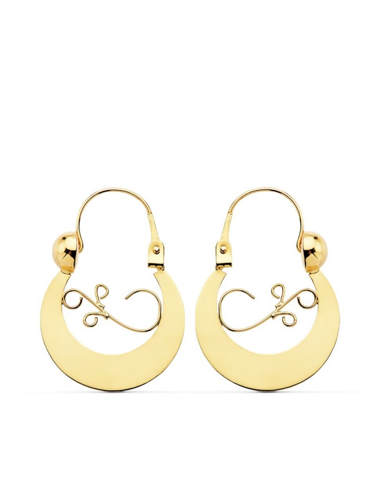 Pendientes oro 9k criollas decorativas 17x13mm