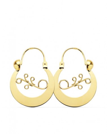 Pendientes oro 9k amarillo criollas canaria gancho 24x20mm
