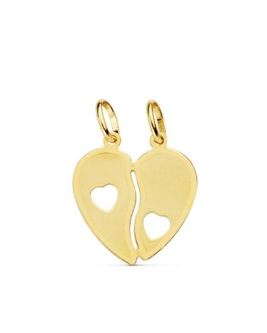 Colgante oro 9k corazón partido dos mitades 17x15mm