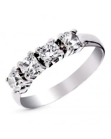 Sortija oro blanco 9k cinco circonitas engastadas 4mm