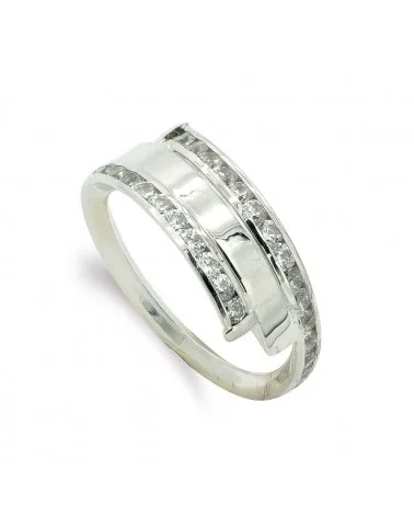 Sortija oro blanco 9k circonitas 7,5mm
