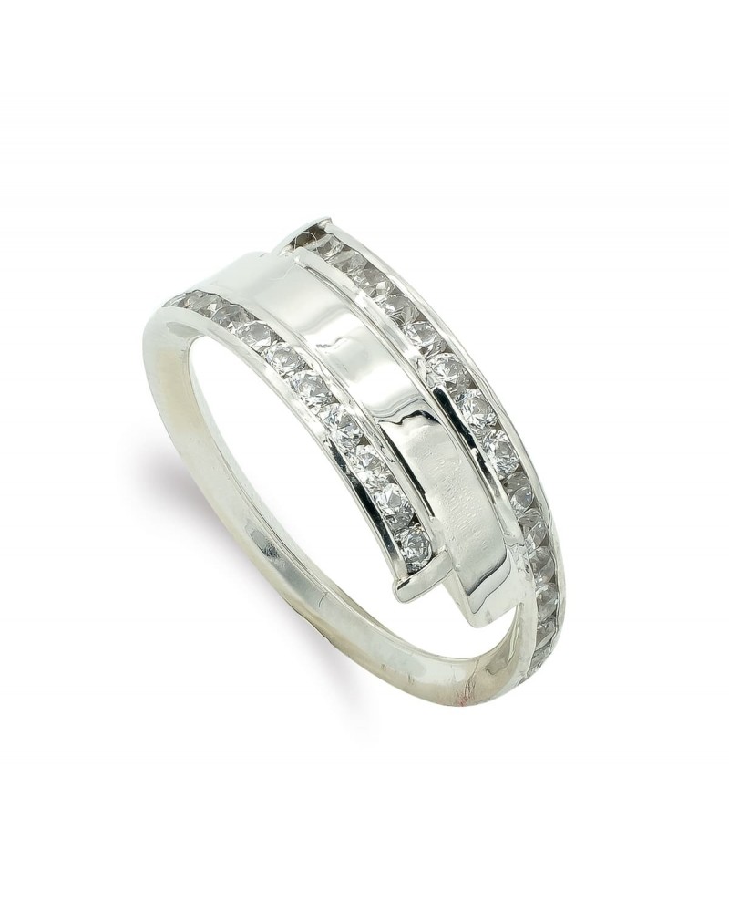 Sortija oro blanco 9k circonitas 7,5mm