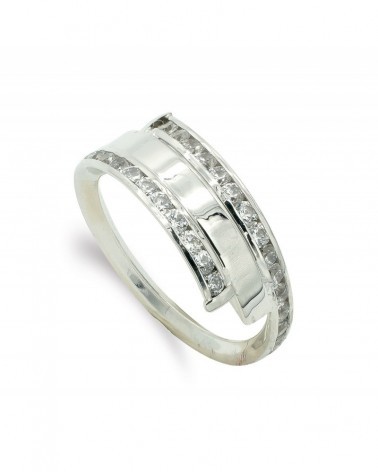 Sortija oro blanco 9k circonitas 7,5mm