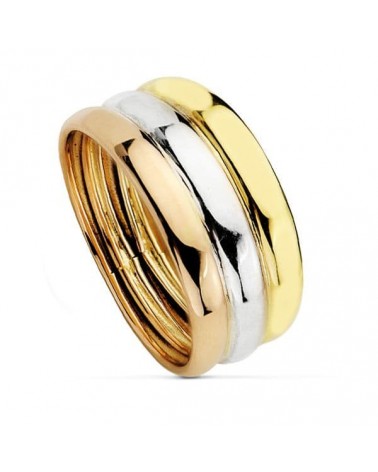 Sortija oro 9k tricolor tres bandas 8,5 mm