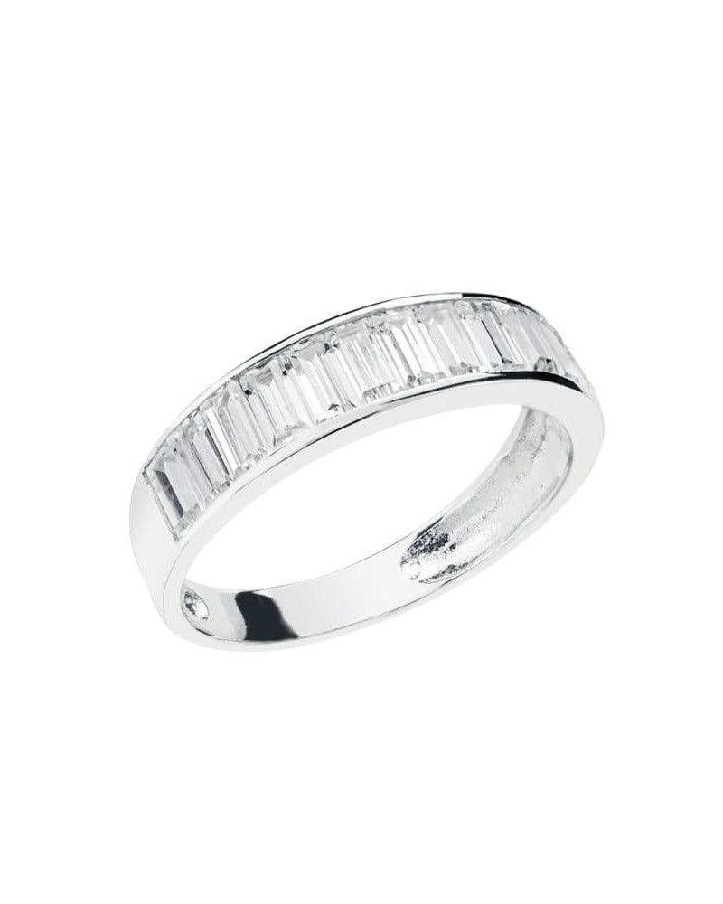 Sortija oro blanco 9k circonita carril 4,5mm