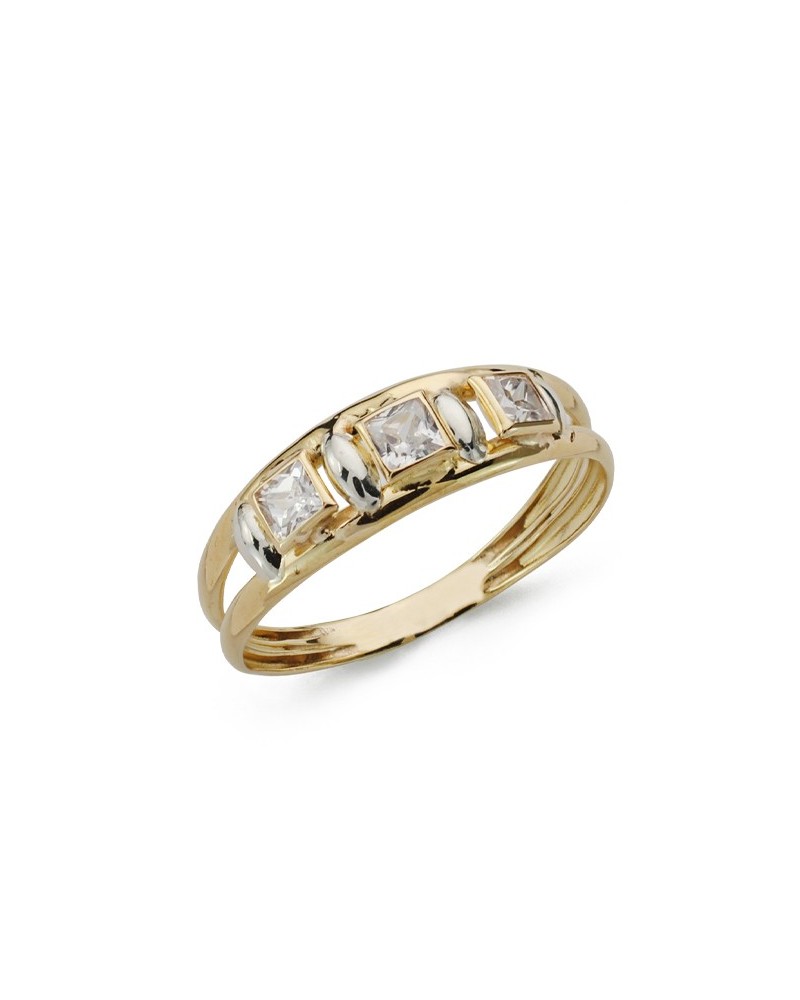 Sortija oro 9k amarillo amatista cuadrada 6mm