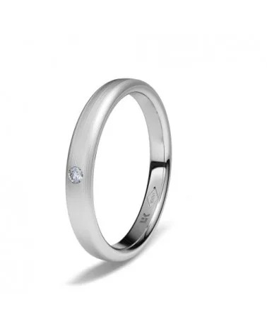 Alianza de boda platino 3 mm oval satinada con diamante