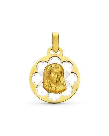 Medalla oro 9k bicolor Virgen 21x18mm