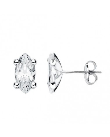 Pendientes oro blanco 9k piedra blanca garras presión