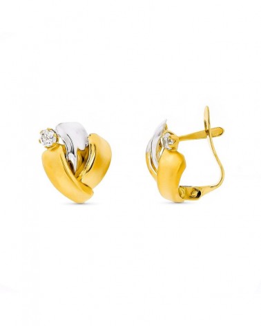 Pendientes oro 9k bicolor bandas circonitas 12x10mm