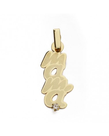 Colgante oro 9k amarillo madre silueta circonita