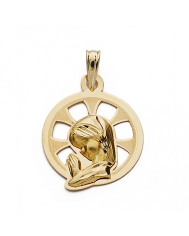Medalla oro 9k amarillo Virgen niña calada 22x17 mm