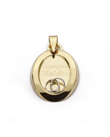 Colgante oro 9k bicolor Siempre Unidos 22x16 mm
