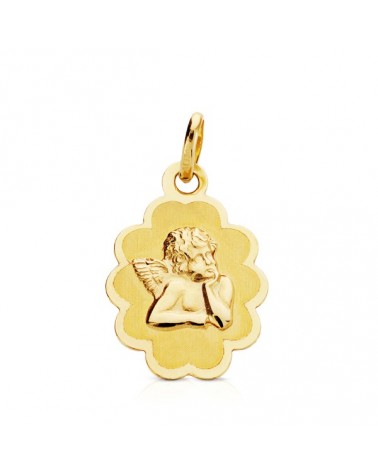 Medalla oro 9k ángel burlón 17x12 mm