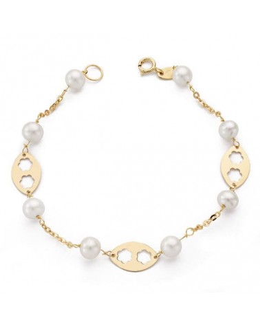Pulsera oro 9k amarillo perla motivos calados 18cm