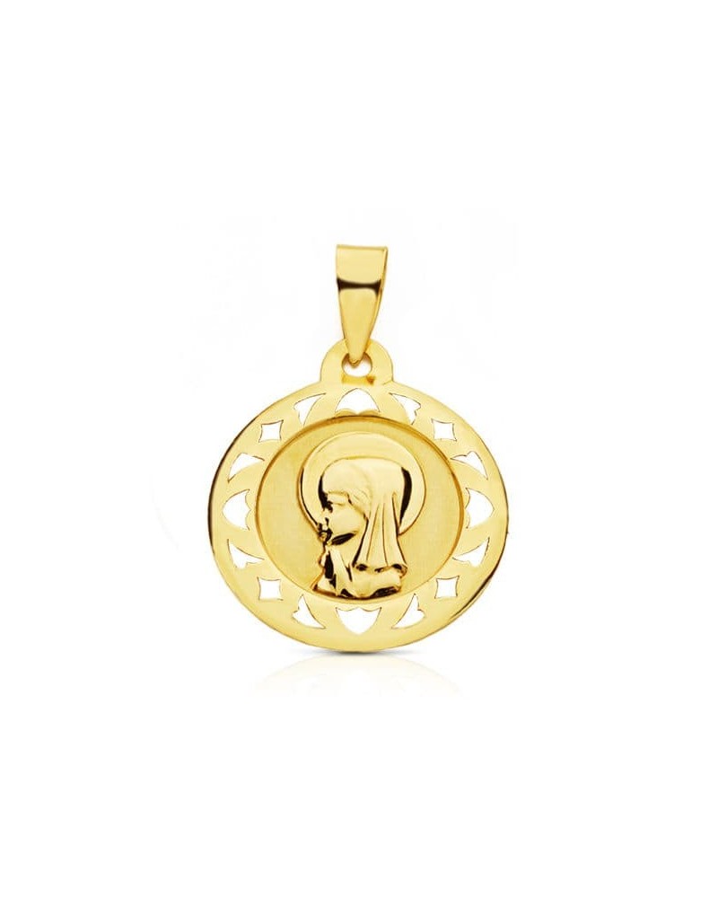 Medalla oro 9k Virgen niña calada 18 mm