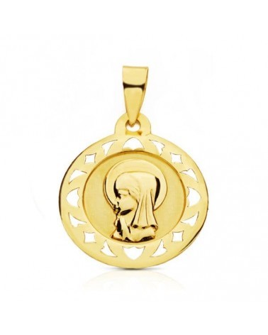 Medalla oro 9k Virgen niña calada 18 mm