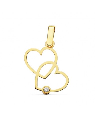 Colgante oro 9k dos corazones unidos calados 20x13mm
