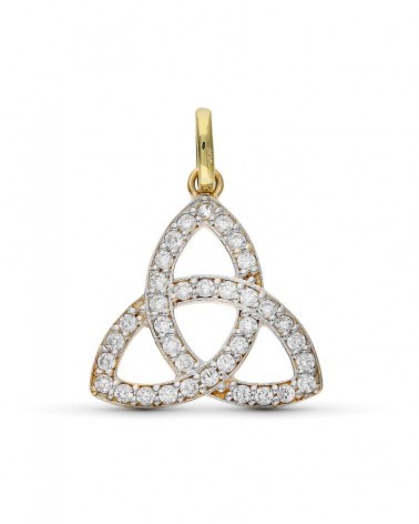Colgante oro 9k bicolor Trinity circonitas 19x19mm