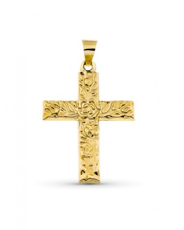Cruz oro 9k amarillo estampada 32x24mm