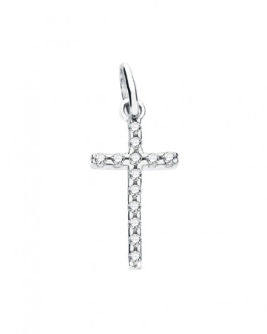 Cruz oro 9k blanco circonita 22x12mm hombre