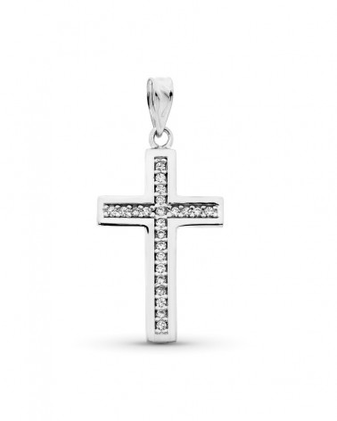 Cruz oro 9k blanco circonitas 26x15mm