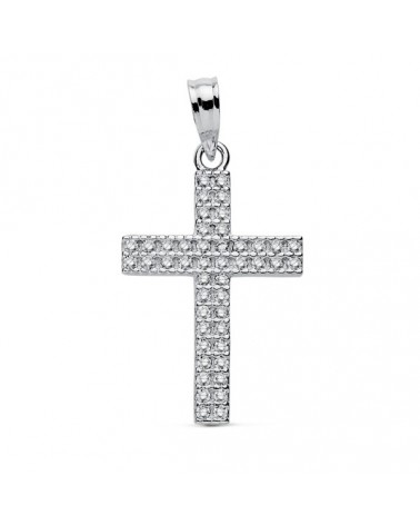 Cruz oro blanco 9k circonitas 19x15 mm
