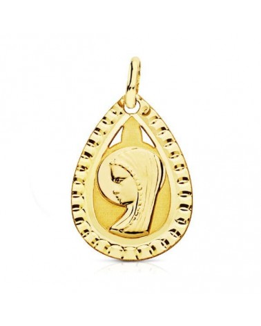 Medalla oro 9k Virgen niña oval 20x13mm