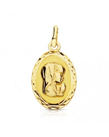Medalla oro 9k Virgen niña ovalada 19x12 mm