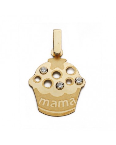 Colgante oro 9k cupcake mama circonitas 21x16mm