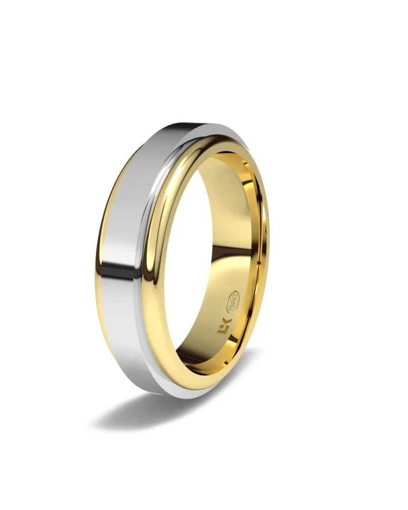 Alianza giratoria oro bicolor 18k 5 mm plana