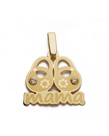 Colgante oro 9k zapatitos mamá 18x17mm