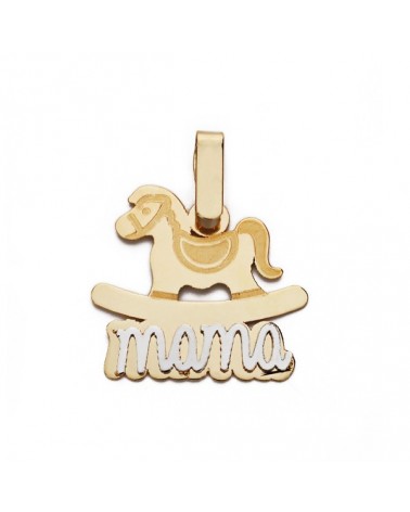 Colgante oro 9k amarillo caballito balancín mamá 17x16mm