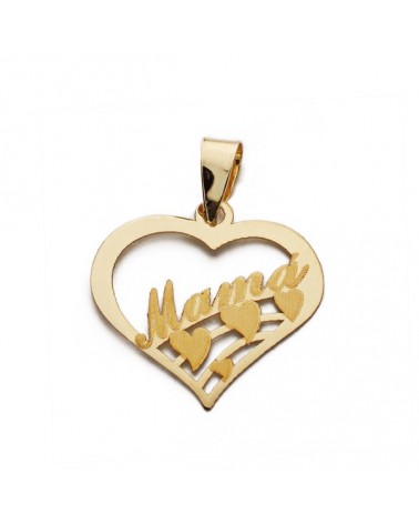 Colgante oro 9k corazón Mamá 18x16 mm