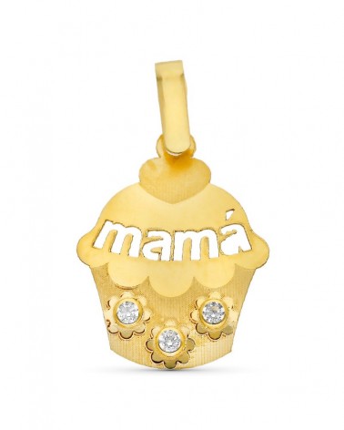 Colgante oro 9k magdalena mamá circonita 19x15mm