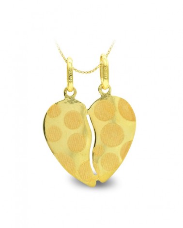 Colgante oro 9k corazón partido lunares 17x15mm