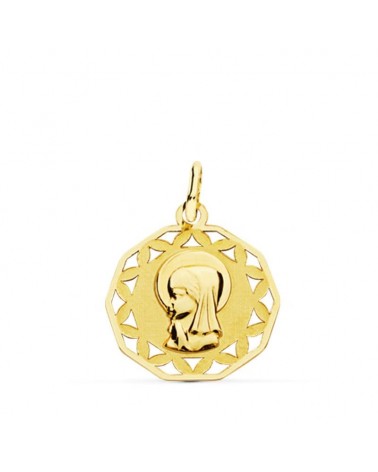 Medalla oro 9k Virgen niña calada 18mm